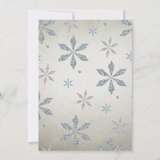 Silver Snowflake Invitation Kaart (Achterkant)