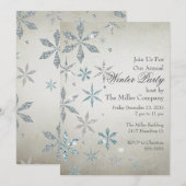 Silver Snowflake Invitation Kaart (Voorkant / Achterkant)