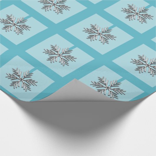 Silver Snowflake-kerstblauw Cadeaupapier (Hoek)