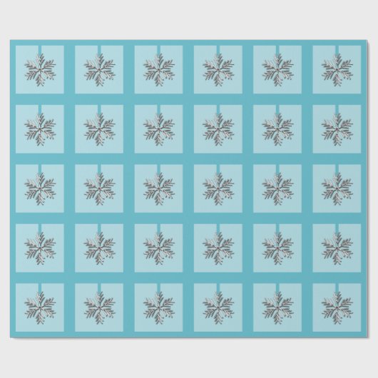 Silver Snowflake-kerstblauw Cadeaupapier (Vlak)
