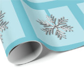 Silver Snowflake-kerstblauw Cadeaupapier (Rol Hoek)