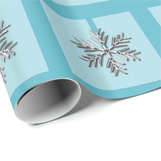 Silver Snowflake-kerstblauw Cadeaupapier (Rol Hoek)
