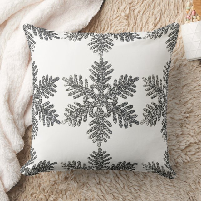 Silver Snowflake Kerstmis Pillow vertelt 3 mensen Kussen (Deken)
