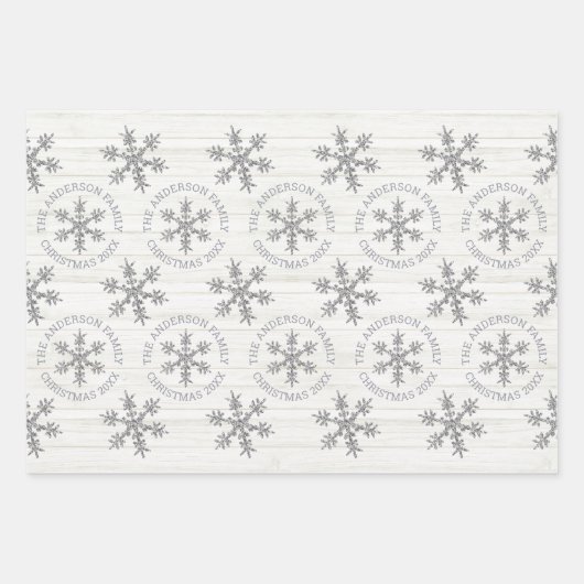 Silver Snowflake Kerstvakantie Uw foto's Inpakpapier Vel (Voorkant 2)