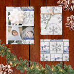 Silver Snowflake Kerstvakantie Uw foto's Inpakpapier Vel<br><div class="desc">Personaliseer deze coördinerende zilveren sneeuwvlok inpakpapier vellen met uw foto's en tekst voor een van een soort Kerstmis of winter vakantie cadeauverpakking. Elk vel heeft een achtergrond van lichtgrijs witgekalkt hout met accenten van faux silver glitter sneeuwvlokken om uw aangepaste wikkelpapier design samen te stropdassen. Blad 1 heeft een herhalingspatroon...</div>
