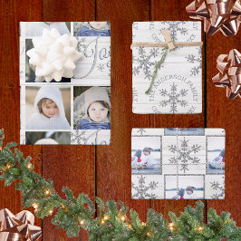 Silver Snowflake Kerstvakantie Uw foto's Inpakpapier Vel