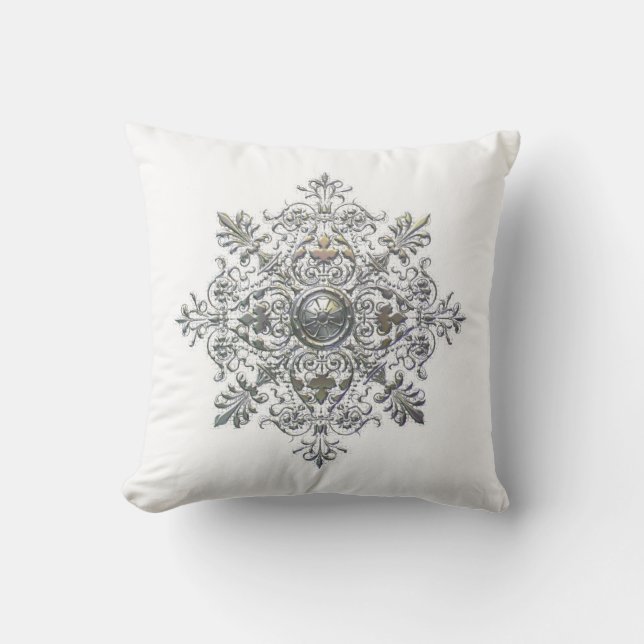 Silver Snowflake Kussen (Voorkant)
