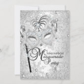 Silver Snowflake Masquerade Quinceanera Kaart (Voorkant)