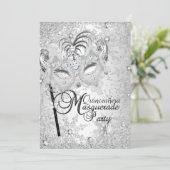 Silver Snowflake Masquerade Quinceanera Kaart (Staand voorkant)