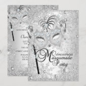 Silver Snowflake Masquerade Quinceanera Kaart (Voorkant / Achterkant)