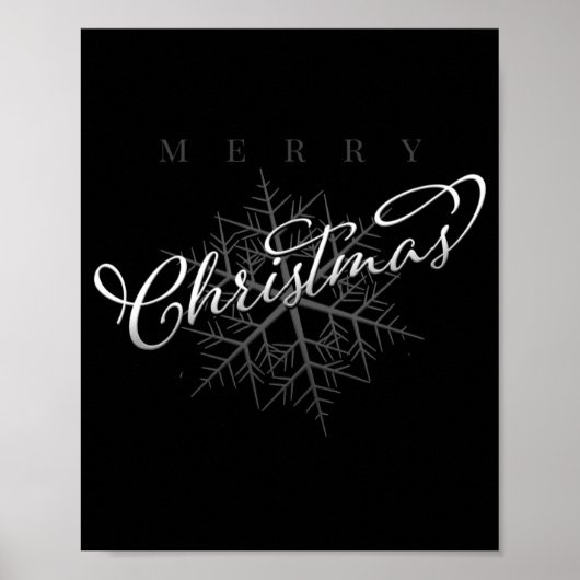 Silver Snowflake Merry Christmas  Poster (Voorkant)