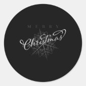 Silver Snowflake Merry Christmas T Shirt Ronde Sticker (Voorkant)