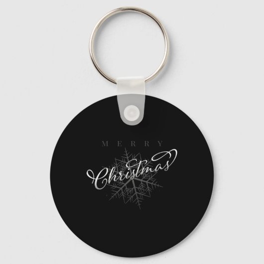 Silver Snowflake Merry Christmas T Shirt Sleutelhanger (Voorkant)