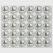 Silver Snowflake met Whitetail Deer Cadeaupapier (Vlak)