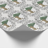 Silver Snowflake met Whitetail Deer Cadeaupapier (Hoek)