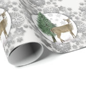 Silver Snowflake met Whitetail Deer Cadeaupapier (Rol Hoek)