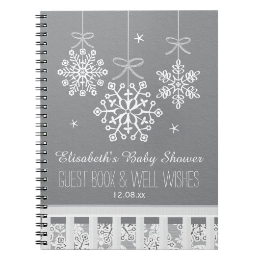 Silver Snowflake Mobile Baby shower Guest Book Notitieboek (Voorkant)