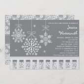 Silver Snowflake Mobile Baby Shower-uitvindingen Kaart (Voorkant / Achterkant)
