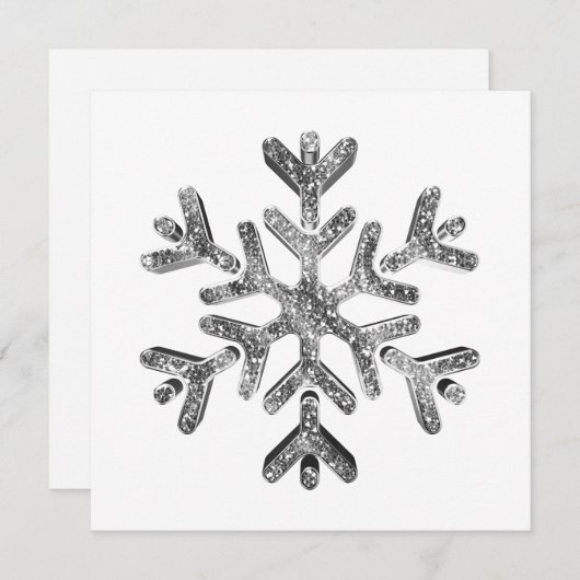 Silver Snowflake Modern Elegant Kerstmis Feestdagenkaart (Voorkant / Achterkant)