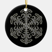 Silver Snowflake op Black Ceramic Ornament (Voorkant)