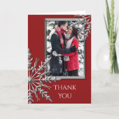 Silver Snowflake op Red Hartelijk dank Opmerking F Bedankkaart (Voorkant)