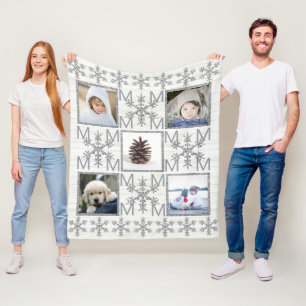 Silver Snowflake Optionele Monogram 5 Foto Fleece Deken