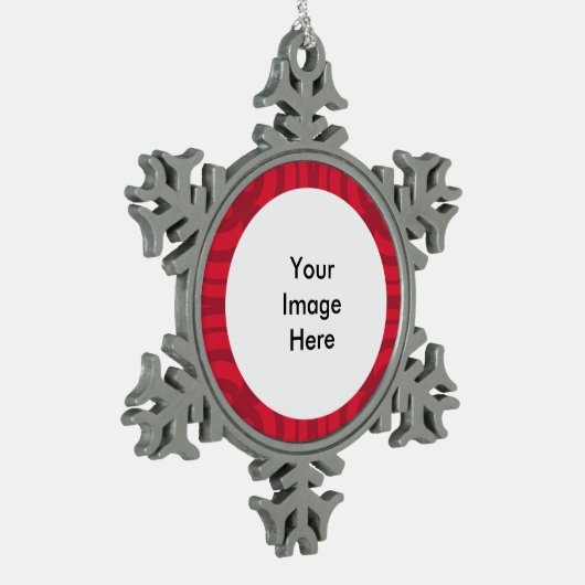 Silver Snowflake Ornament met rood Lijst (Links)