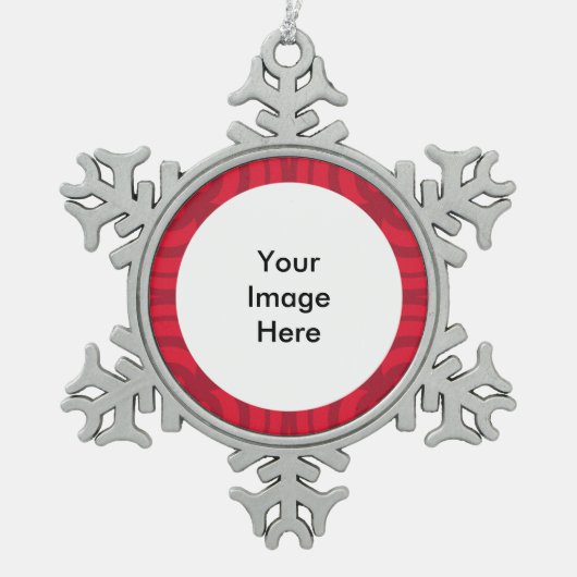 Silver Snowflake Ornament met rood Lijst (Voorkant)