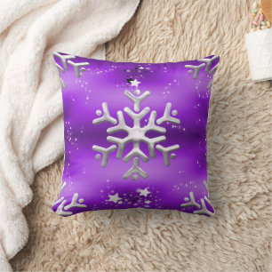 Silver Snowflake Paarse kerst Kussen