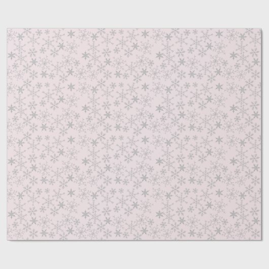 Silver Snowflake Pattern op Roze Kerstwinter Cadeaupapier (Vlak)