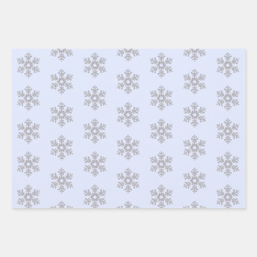 Silver Snowflake Pattern Pink Blue White Kerstmis Inpakpapier Vel (Voorkant 3)
