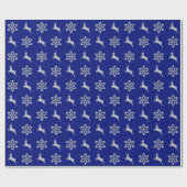 Silver Snowflake Pattern Reindeer Cadeaupapier (Vlak)