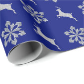 Silver Snowflake Pattern Reindeer Cadeaupapier (Rol Hoek)