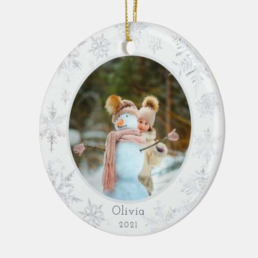 Silver Snowflake Photo Ceramic Ornament (Links)