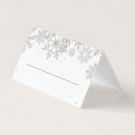 Silver Snowflake Place Cards Kaart (Voorkant)