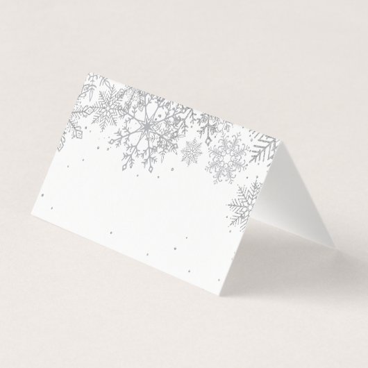 Silver Snowflake Place Cards Kaart (Achterkant)