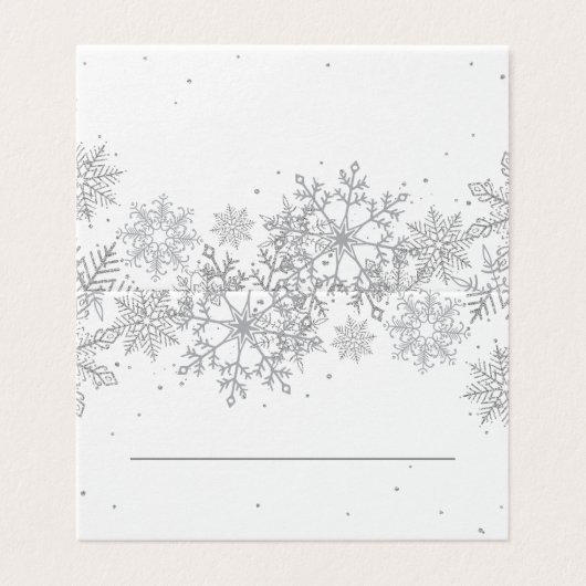 Silver Snowflake Place Cards Kaart (Buitenkant ongevouwen)