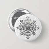 Silver Snowflake Ronde Button 5,7 Cm (Voorkant /achterkant)