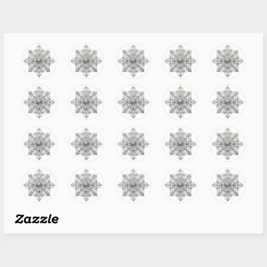 Silver Snowflake Ronde Sticker (Vel)