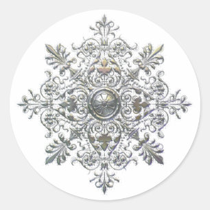 Silver Snowflake Ronde Sticker