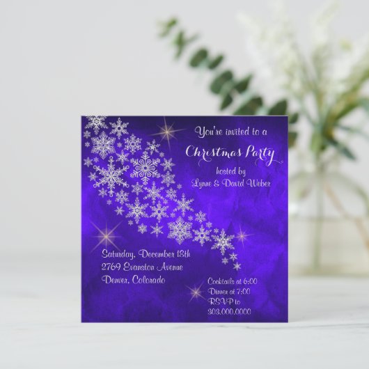 Silver Snowflake Royal Blue-kerstfeest Kaart (Staand voorkant)