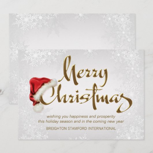 Silver Snowflake Santa Corporate Christmas-Kaart Feestdagenkaart (Voorkant / Achterkant)