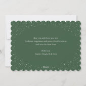 Silver Snowflake Snow Modern Green Christmas Card Feestdagenkaart (Achterkant)