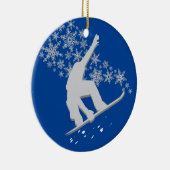 Silver Snowflake Snowboarder Persoonlijk Keramisch Ornament (Rechts)