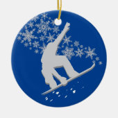 Silver Snowflake Snowboarder Persoonlijk Keramisch Ornament (Voorkant)