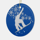 Silver Snowflake Snowboarder Persoonlijk Keramisch Ornament (Links)