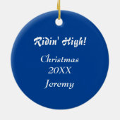 Silver Snowflake Snowboarder Persoonlijk Keramisch Ornament (Achterkant)