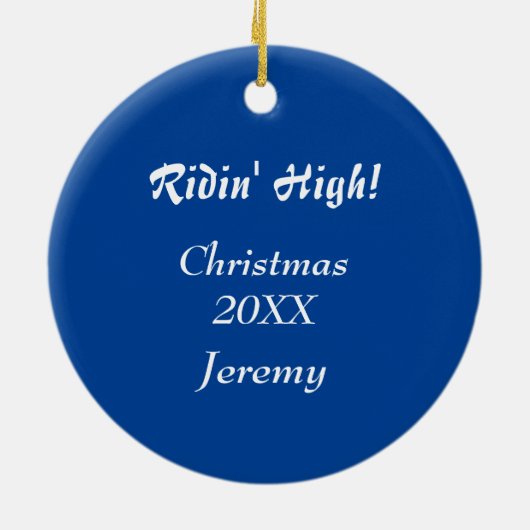 Silver Snowflake Snowboarder Persoonlijk Keramisch Ornament (Achterkant)