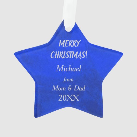 Silver Snowflake Soccer Player op Blue Ornament (achterkant)