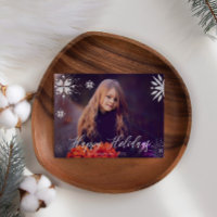 Silver Snowflake Sparkle Foto Vakantie Kaart